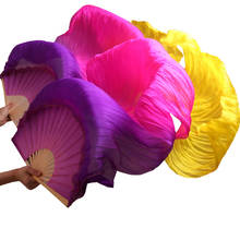 Velo de seda 100% Real para ventilador de danza del vientre, accesorio de seda de imitación, hecho a mano, de alta calidad, 1 par 2024 - compra barato