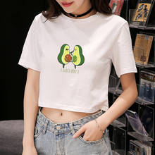 Camisetas estampadas de aguacate para mujer, ropa urbana, camiseta de Cropp, camisetas Tumblr de manga corta, ropa de estética para mujer 2020 2024 - compra barato