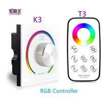 Controle rotativo para parede k3 + t3 rgb, controle de tensão constante e controle remoto sem fio para fita led 5050 3528 2024 - compre barato