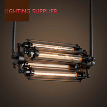 Loft iron pendant light 4 edison bulbs. nightclub industrial Steampunk metal punk lamp. Vintage retro deco Lighting Fixture 2024 - buy cheap
