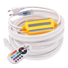 Tira de luces LED de neón RGB SMD5050, 220V, WiFi, cinta Flexible, resistente al agua, con controlador IR de 1500W, UE 2024 - compra barato