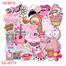 50/pces rosa bonito menina pvc personalizado dos desenhos animados graffiti etiqueta bicicleta telefone placa deslizante graffiti estilo LL-037 # 2024 - compre barato