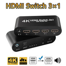 Extrator de áudio 3x1 com adaptador 4k, interruptor compatível com hdmi, 3 em 1, cabo comutador spdif, 3.5mm, ótico, toslink, hdtv, ps4 2024 - compre barato