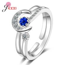 New Fashion Moon Open Finger Ring Set for Women Adjustable 925 Sterling Silver Zircon Luxury Wedding Ring Jewelry Girl Gifts 2024 - buy cheap
