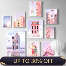 Surrealism Colourful Building Sky Clouds Wall Art Canvas Painting Nordic Posters And Prints Wall Pictures For Living Room Decor 2024 - buy cheap