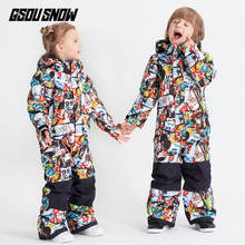Цельный Детский лыжный костюм для мальчиков, костюм для сноуборда, лыжная одежда для девочек, детская ветрозащитная Водонепроницаемая зимняя одежда с капюшоном, спортивная одежда 2024 - купить недорого