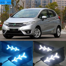 Luz LED DRL de circulación diurna, lámpara antiniebla impermeable con señal amarilla de giro para Honda Jazz Fit 2014 2015 2016 12V 2024 - compra barato