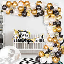 1 Set/Lot Gold Black Pearl White Glossy Metal Latex Balloons Happy Birthday Balloons Banner Decorations Wedding Party Supplies 2024 - buy cheap