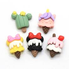 50/100pcs  Kawaii Resin Cute Cartoon Ice Cream Flatback Cactus Mouse Head Food Cabochons For Hair Bow Centers DIY Scrapbooking 2024 - buy cheap