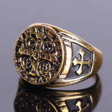 FDLK     High Quality Hand Decoration CSPB Cross Golden Men's Zinc Alloy Punk Ring Wholesale 2024 - buy cheap