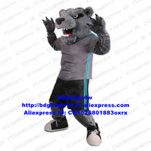 Cinza longo pêlo feroz urso mascote traje adulto personagem dos desenhos animados terno reunir cerimoniosamente boa aparência agradável zx2777 2024 - compre barato