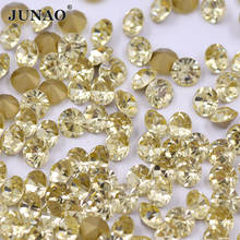 JUNAO SS6 8 10 12 16 20 30 Light Yellow Point Back Glass Nail Rhinestone Applique Round Crystal Stone Non Sewn Strass For Crafts 2024 - buy cheap