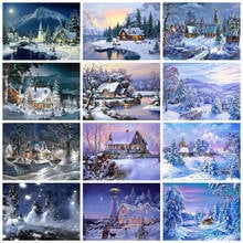 HUACAN Full Square Drill Diamond Painting Winter Landscape DIY 5D Diamond Embroidery Tree Mosaic Craft Kit Wall Art Decor 2024 - buy cheap