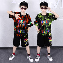 Children's Clothing Boy Summer 2021 New Letter Print Suit Sports Big Boy Casual Two-piece Short-sleeved Tide 4 6 8 10 12 Years 2024 - buy cheap