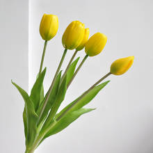 Ramo de tulipanes de silicona para decoración de sala de estar, flores artificiales de lujo, tacto Real, 5 unids/set por Set 2024 - compra barato