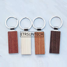 100pcs Creative Wooden Bamboo Keychain Rectangle Shape Blank Key Rings DIY Key Holders Gifts Men Women 2024 - buy cheap