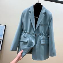 Suit Jacket Women's Spring Autumn New Korean Style Temperament Drawstring Waist Solid Color Large Size Blazer Female 3171026 2024 - buy cheap