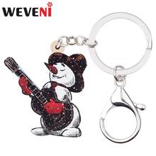 WEVENI-Llavero acrílico con forma de muñeco de nieve para chica y mujer, accesorio de decoración para el coche, con diseño de dibujos animados, regalo para Navidad 2024 - compra barato