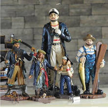 Средиземноморская статуя пирата, капитана моряка, рыбака, ремесла, статуя из смолы, скульптура, украшение для дома и офиса, подарок 2024 - купить недорого