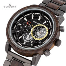 Relógio de pulso masculino bobo bird relógio de pulso design tridimensional oco quartzo multifuncional com cronômetro fuso tempo duplo reloj ótimo presente 2024 - compre barato