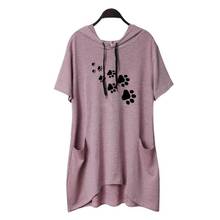 Новая футболка с капюшоном и короткими рукавами с принтом собачьей лапы, женская футболка Harajuku, женская футболка, большие размеры, летняя футболка Tumblr 2024 - купить недорого