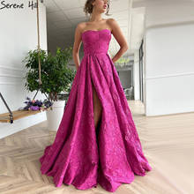 Serene Hill Rose Red Sexy Evening Dresses 2021 Dubai A-Line Sleeveless Formal Dress Long Design LA70699 2024 - buy cheap