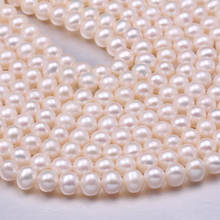 Cuentas de perlas naturales de agua dulce para fabricación de joyas DIY, collares, pulseras, pendientes, Blanco 6-7mm 36cm 2024 - compra barato