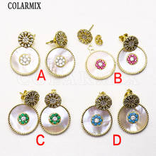 5 Pairs Mix color earrings Round shell earrings shell drop earrings dangle earrings for women eye fashion earrings 51053 2024 - buy cheap