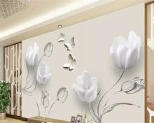 Wellyu-mural 3D grande personalizado, papel tapiz de fondo minimalista, moderno y elegante para sala de estar, dormitorio, TV 3D de tulipán 2024 - compra barato