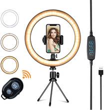 LED Ring Light with Tripod Stand Phone Holder YTOM 10" Selfie Ring Light Makeup Phone Ring Lamp for YouTube Video Photography 2024 - buy cheap