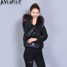 Ayunsue 100% casaco de pele carneiro feminino jaqueta de couro genuíno jaqueta de inverno gola de pele de raposa coreano para baixo jaquetas chaqueta mujer my4052 2024 - compre barato