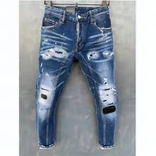Jeans Pants Design Cool Top Jeans Men Slim Jeans Denim Trousers Blue Hole Pants Jeans For Men T151 2024 - buy cheap