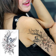 Temporary Tattoo Stickers Bird Wings Flower Plant Tatoo Fake Tattoos Leg Arm Back Body Art for Women Men 2024 - buy cheap