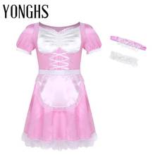 Mens Sissy Maid Uniform Fancy Dress Costume Outfit Short Sleeve Satin Dress with Choker and Headband Role playing Sissy Clothes 2024 - buy cheap