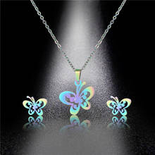 Conjuntos de joias de aço inoxidável colorido, colar de borboleta, minimalista, gargantilha colares 2024 - compre barato