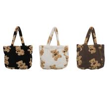 Tote Bag Small Plush Bags Fluffy Fur Bear Handbags Soft Girls Cute Canvas Purses 63HC 2024 - buy cheap