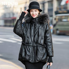 Warm Raccoon Fur Hooded Genuine Leather Jacket Women Winter White Duck Down Jacket Real Sheepskin Coat Female Outwear Hiver 0092 2024 - buy cheap