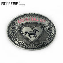 Пряжка для ремня Bullzine Cowgirl с Оловянным покрытием FP-02470 подходит для ремня шириной 4 см 2024 - купить недорого