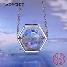 LADYCHIC Authentic 925 Sterling Silver Crystal Ball Pendant Hexagon Frame Lucky Beads Necklace Jewelry Birthday Gifts LNS1039 2024 - buy cheap
