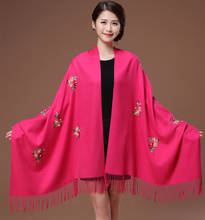 Pashmina bordada de Cachemira de diseñador para mujer, bufanda larga para invierno borla suave, envoltura cálida, tejidos florales para mujer, bufandas de otoño 2024 - compra barato