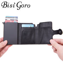 BISI GORO 2021 RFID Travel Wallet Coin Purse Top Quality Men Smart Wallet Fashion Button Money Bag Metal Aluminum Auto Pop-up 2024 - buy cheap