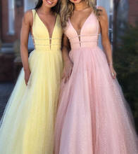 Robe De Soiree Long Prom Dresses With V Neck Formal Dresses Sparkly A-Line Vestidos Prom Gown 2024 - buy cheap