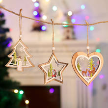 Decorações de madeira para árvore de natal, decorações de natal com pingentes de algodão-natal para casa, presentes para crianças 2024 - compre barato