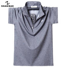 Shan bao-camisa de algodão masculina com zíper, gola redonda, leve, manga curta, polo, verão, bordado, casual, solto, 2021 2024 - compre barato
