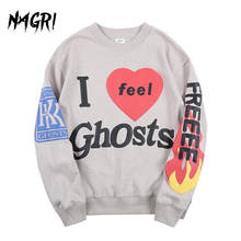 Kanye Graffiti Letter Printed Sweatshirt for Men Women I Feel Ghosts Harajuku Graphic Hoodie Hip Hop Oversize Hooded Hoodies 2024 - buy cheap