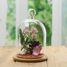 Vaso decorativo para casa, vaso de vidro com visor de flores, sino, jarra, preservação imedial + base de madeira, tampa de vidro de flor permanente 2024 - compre barato