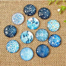 Blue and White Porcelain Styles Mosaic Printed Picture Glass Half Round Dome Cabochons Tiles for Jewelry Making, Floral Series 2024 - buy cheap