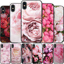 Flower Pink Peonies Peony Coque Shell Soft Silicone TPU black Phone Case For iPhone 5 SE 6 7 8 plus X XS XR XS Max 11 Pro Max 2024 - buy cheap