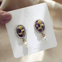 Retro Fashion Baroque Court Style Earrings Elegant Temperament Purple Rose Pearl Ear Nails No Ear Hole Ear Clip Women Gift 2024 - buy cheap