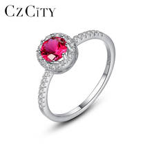 CZCITY 100% 925 Sterling Silver Engagement Red Gemstone Rings for Women Girls Wedding Party Finger Rings Fine Jewelry SR0324 2024 - buy cheap